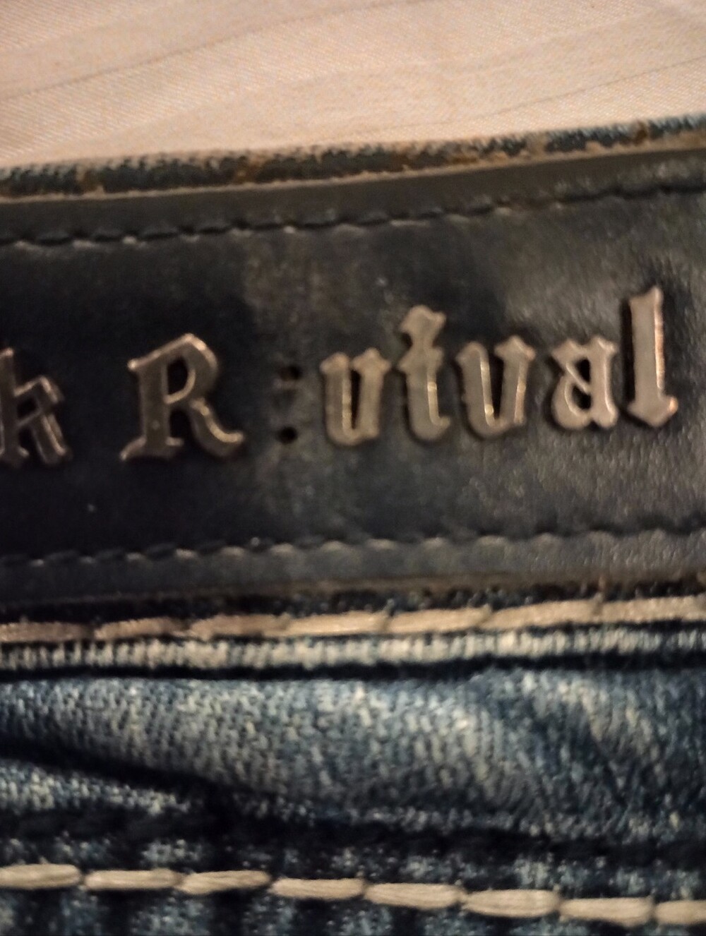 Rock Revival Women's Dark Blue Bootcut Jeans with White Contrast Stitching - Picture 4 of 5